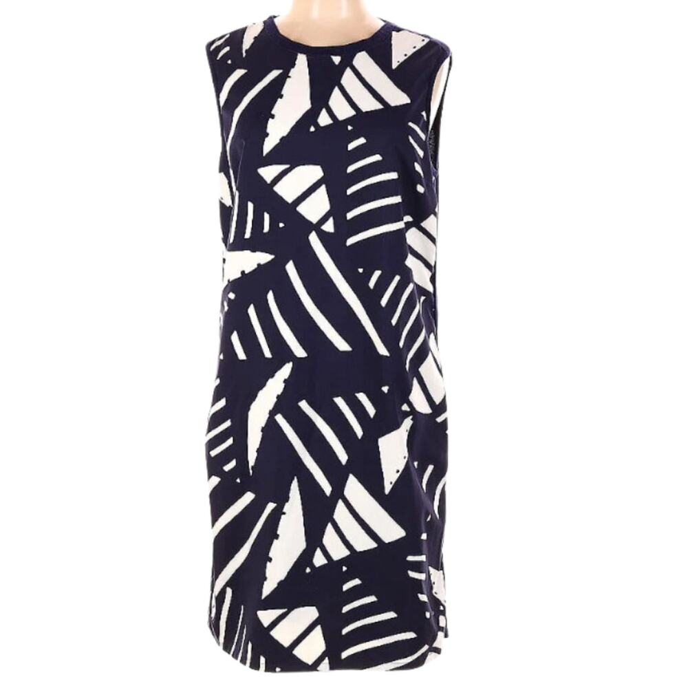 Lauren Ralph Lauren Navy Sweater Dress L Geometric Print